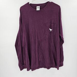 Victoria's secret pink maroon long sleeve shirt medium logo